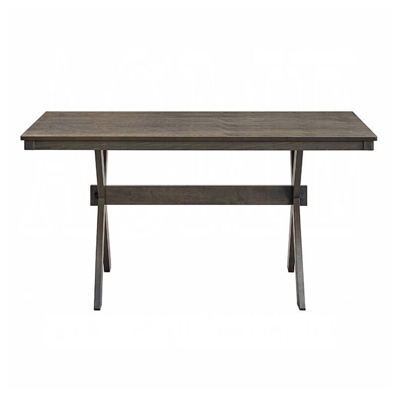 Rectangular Wooden Dining Table with X-Shape Leg in Gray