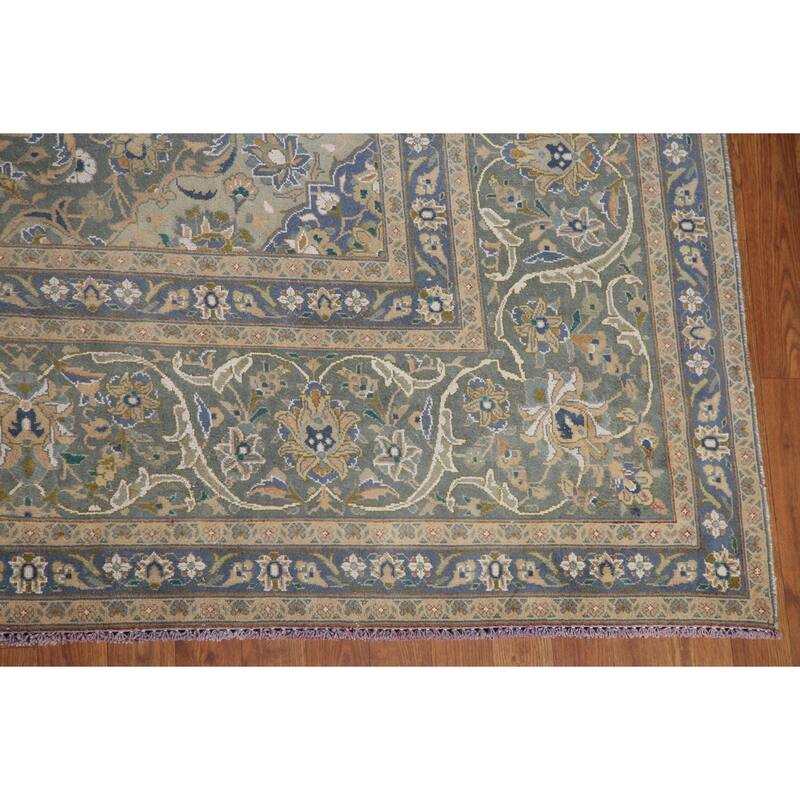 Hand Knotted Oriental 100% Wool Carpet Traditional Floral Peach Kashan Area Rug - 11' 11'' X 9' 7''