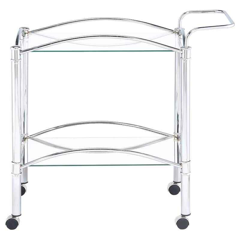Porch & Den Chrome 2-Tier Rectangular Glass Shelf Metal Bar Cart