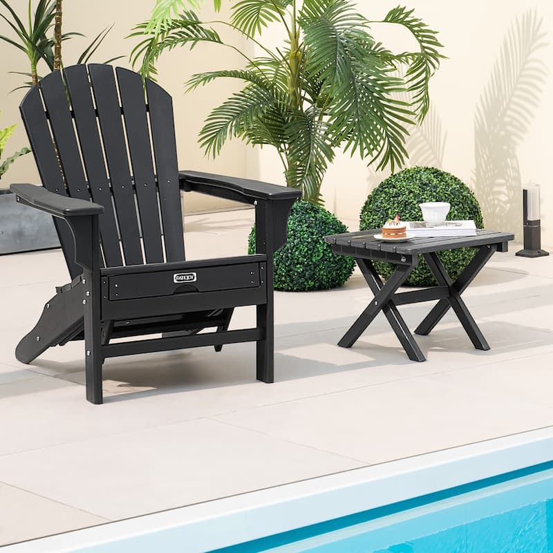 Gymax 2 Pieces Folding Adirondack Side Table Poolside Garden Patio