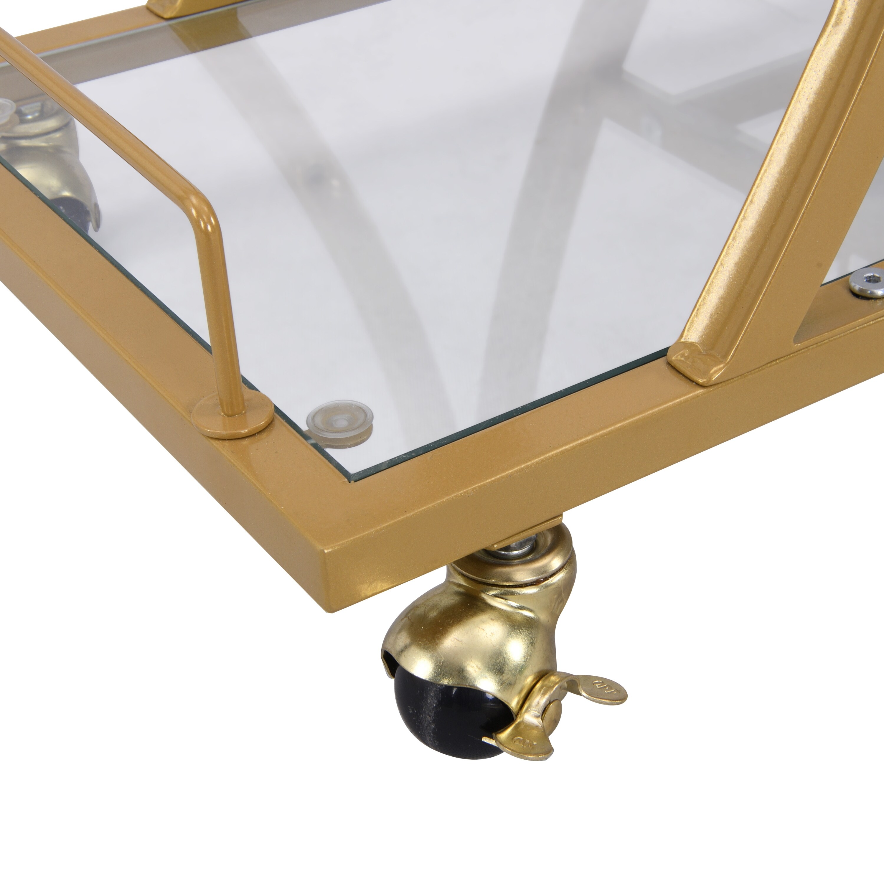 Modern Multifunctional Golden Bar Cart with Wine Rack - Bed Bath