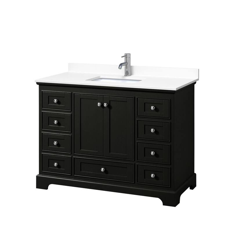 Wyndham Collection Deborah 48" Free Standing Single Basin Vanity Set - Dark Espresso / White Cultured Marble Top /