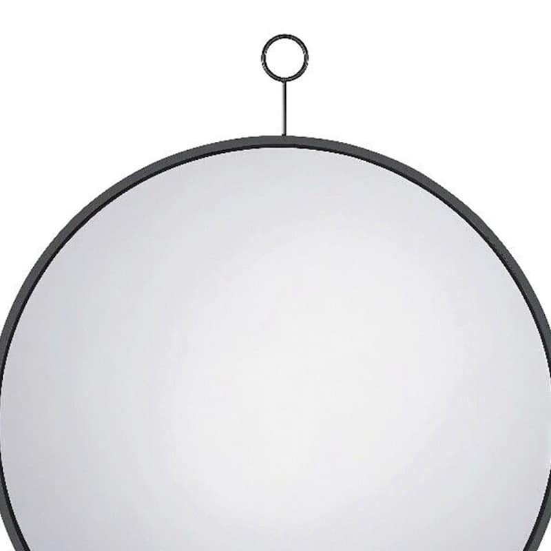 Contemporary Glass Round Wall Mirror Black Nickel - 30"x36"