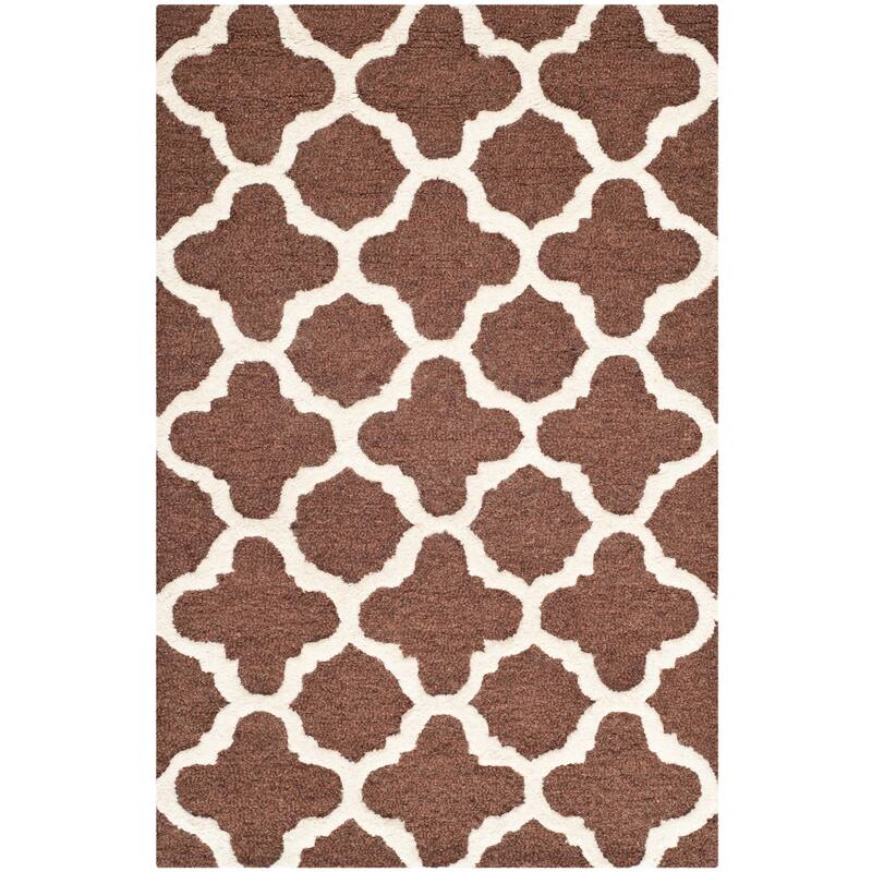 SAFAVIEH Handmade Cambridge Touria Modern Moroccan Wool Rug - 2' x 3' - Dark Brown/Ivory