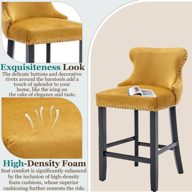 Upholstered Wing Back Bar Stools (Set of 4)