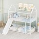 preview thumbnail 2 of 3, White Twin over Twin Metal Bunk Bed with Slide, Kids House Bed