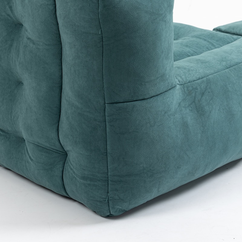Green Modern 38.5" Velvet Upholstered Accent Chair with Memory Foam and Ottoman for Living Room