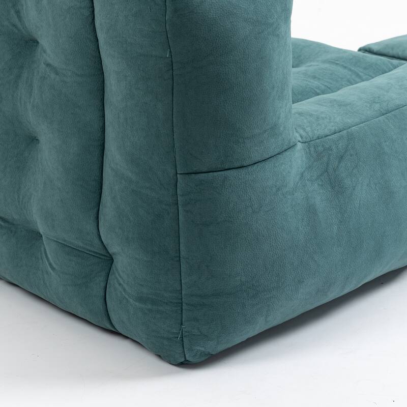 Velvet Floor Bean Bag Lounge Recliner Chair & Ottoman Set