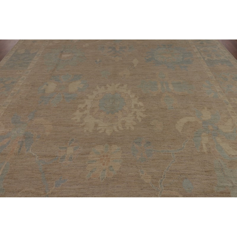 Transitional Beige Oushak Turkish Area Rug Handmade Wool Carpet - 9'3"x 11'7"