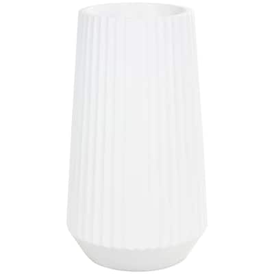 Resin Large Ribbed Floor Decorative Vase - White - Roche River Decor