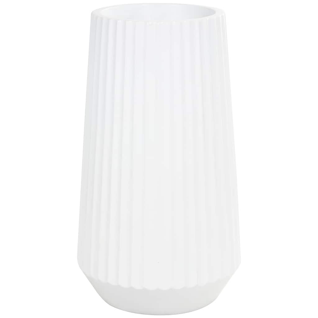 Resin Large Ribbed Floor Decorative Vase - White - Roche River Decor