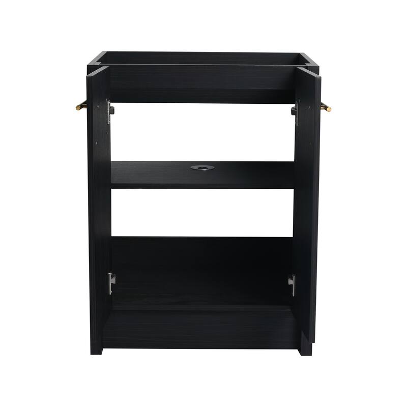24" Bathroom Vanity with Soft-Close Doors and Spacious Storage, Black Chestnut Finish, Freestanding Design, Vanity Base Only