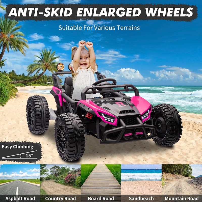 Kids Ride On UTV, 24V Ride On Toys for Big Kids UTV with RC, 130W Motor, Four-Wheel Suspension
