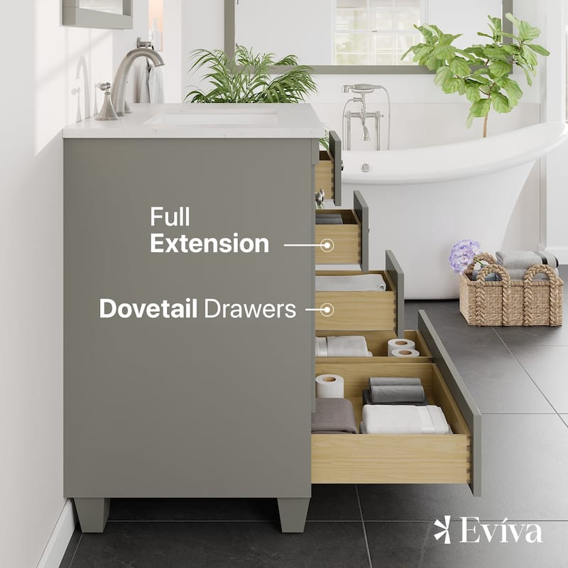 Eviva Acclaim 30"W x 22"D Bath Vanity with Carrara Quartz Top