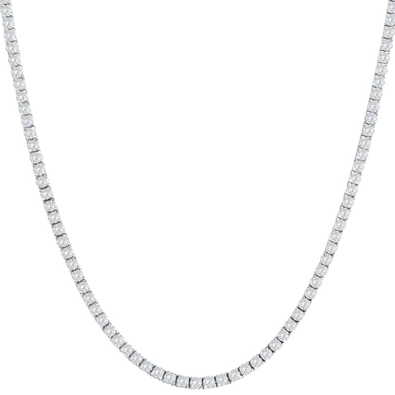 Bliss Diamond 8Ct TW Natural Diamond Tennis Necklace White Gold 18" - White - 18 Inch