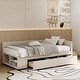 preview thumbnail 1 of 14, Twin Upholstered Platform Bed with Plush Headboard, L-Shaped Design Beige - Queen