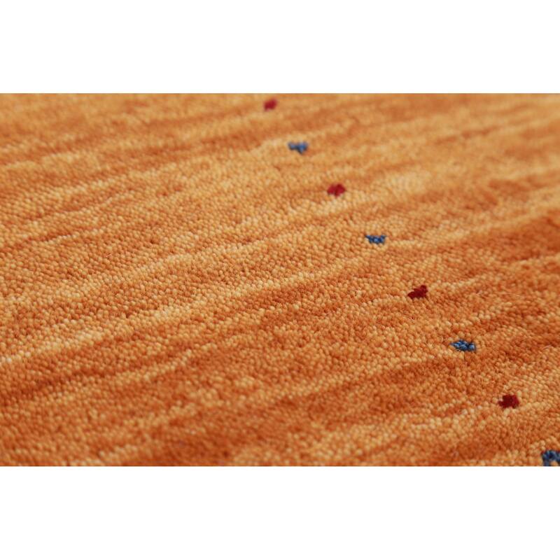 Hand Knotted Oriental 100% Wool Carpet Tribal Stripe Oranges & Rust Gabbeh Area Rug - 8' 0'' X 4' 11''