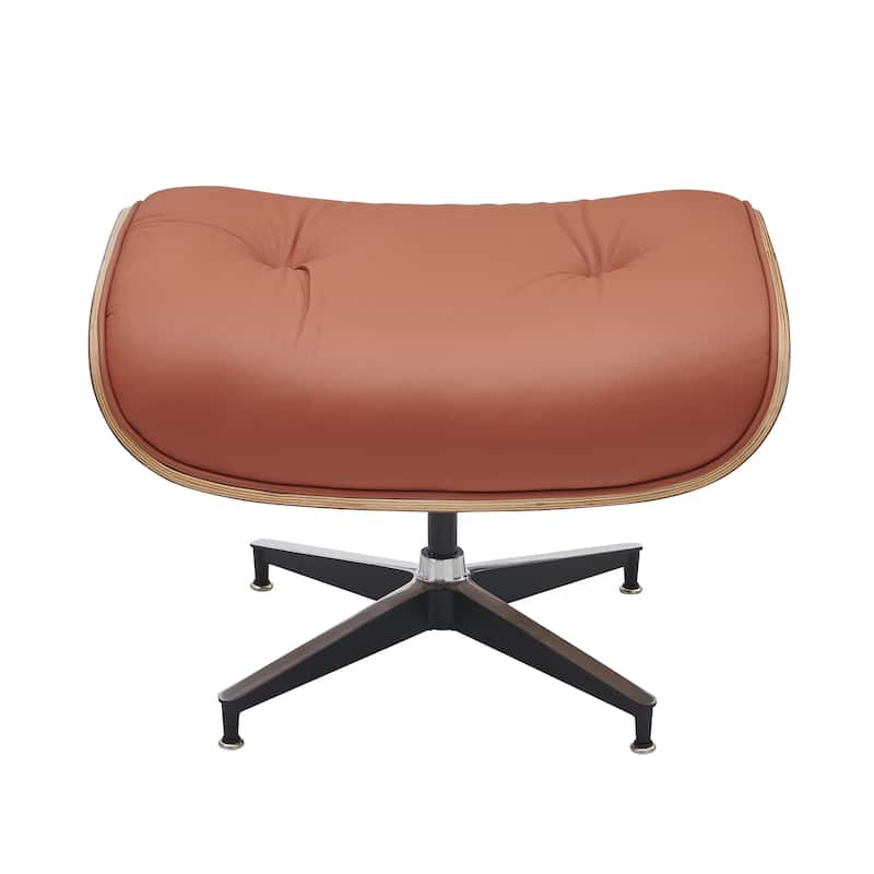 Mid-century Modern PU High-back Swivel Lounge Chair with Ottoman for Living Room and Bedroom