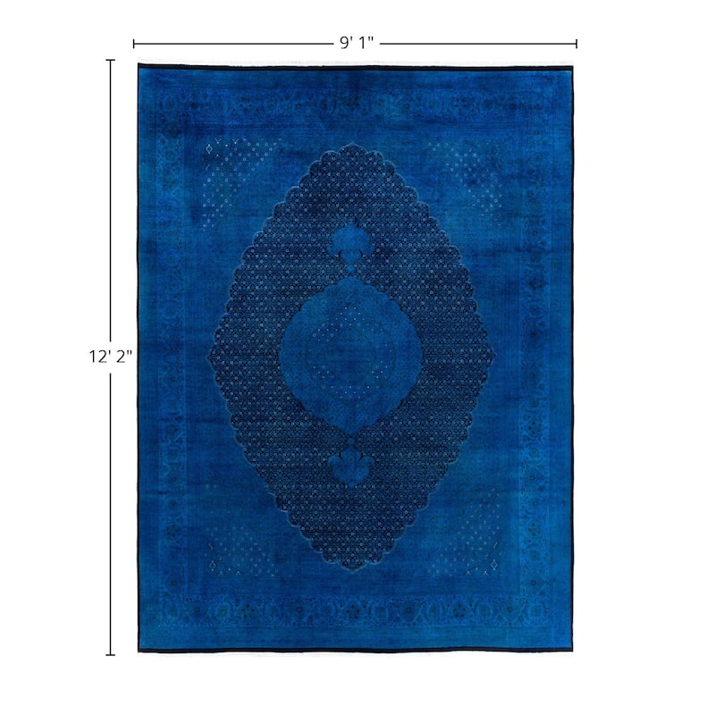Fine Vibrance One-of-a-Kind Hand-Knotted Area Rug - Blue, 9' 1" x 12' 2" - 9' 1" x 12' 2"