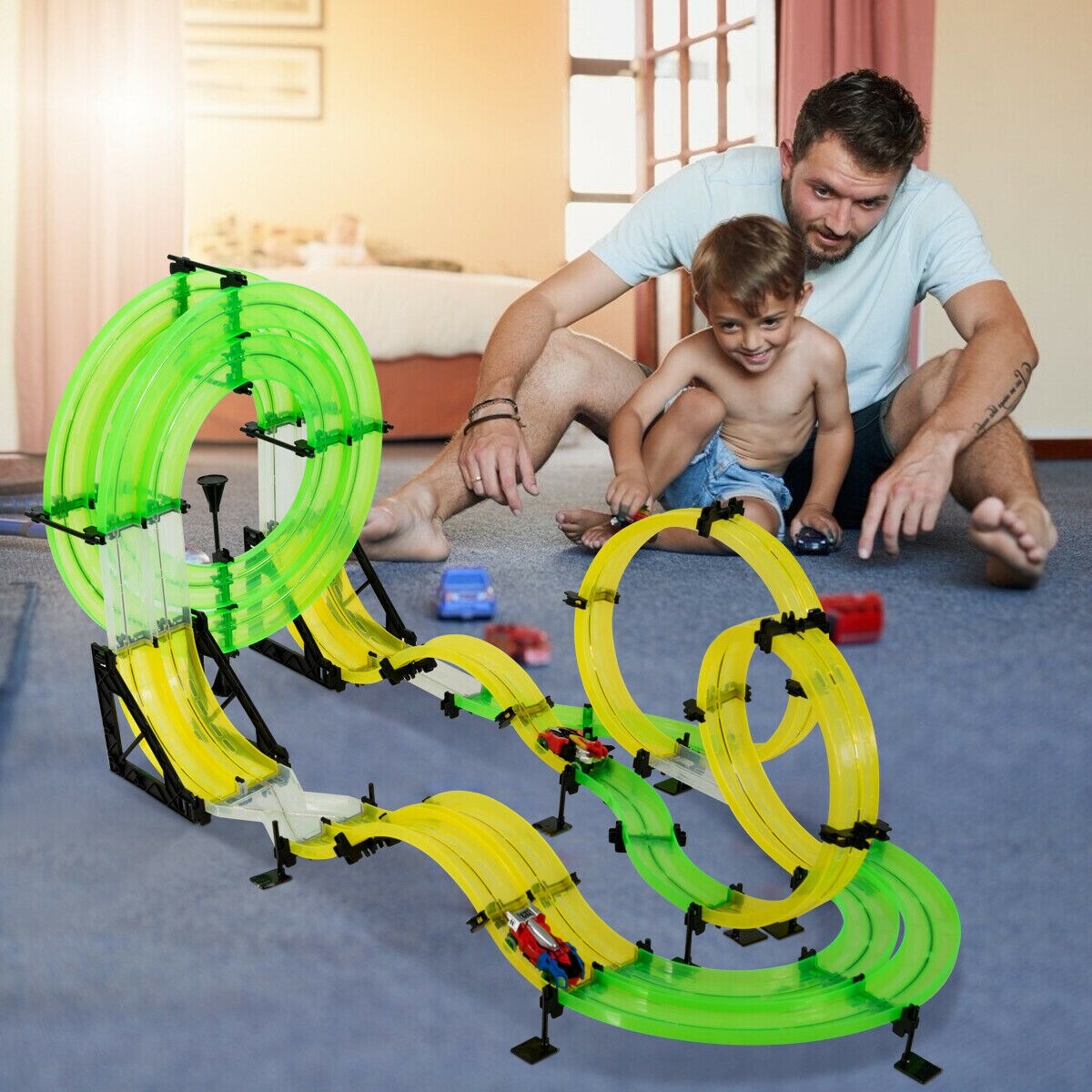 Shop Gymax Autoflier Kids Rc Rail Car Race Track Set 28 5ft 3d