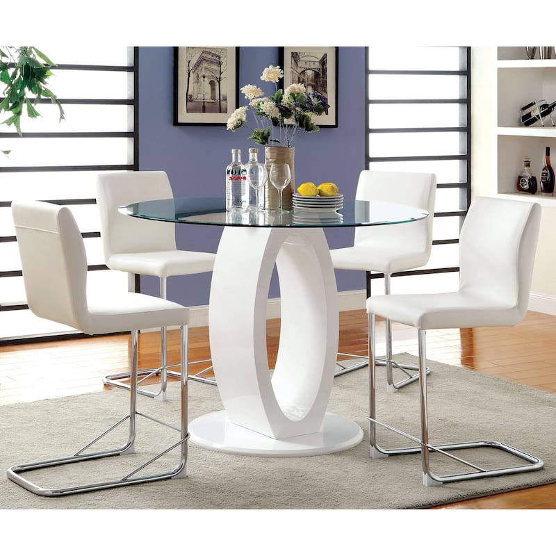 Furniture of America Raji 48-inch High-gloss Round Counter Height Table