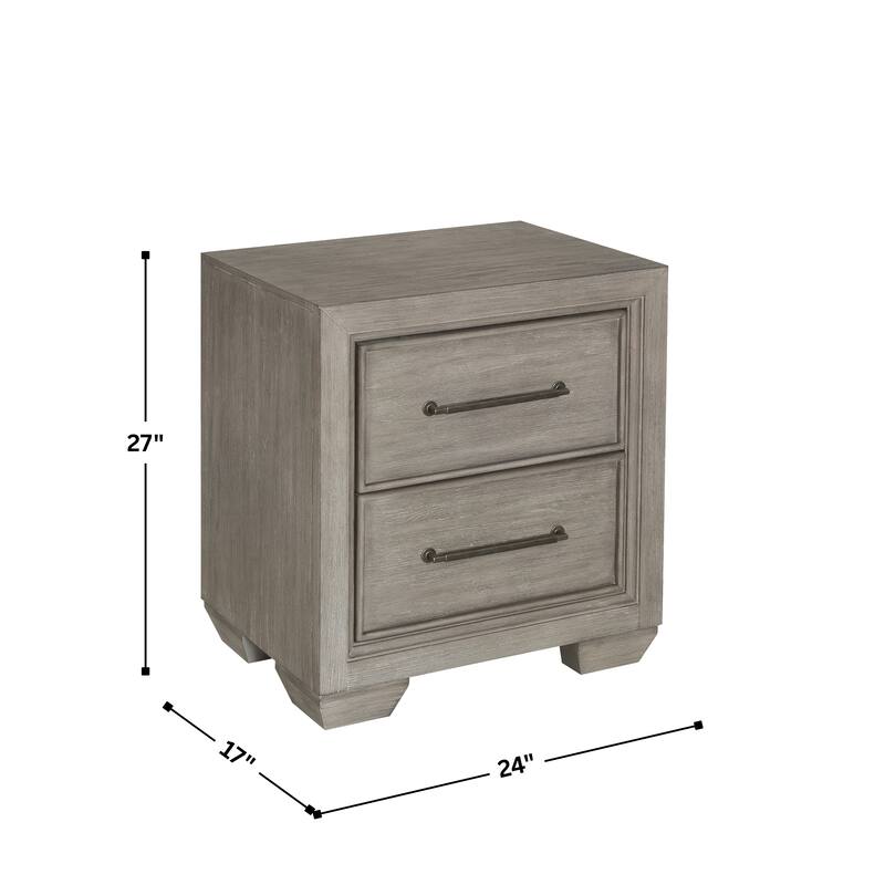 Roundhill Furniture Ennesley Gray Wood 2 Drawers Nightstand