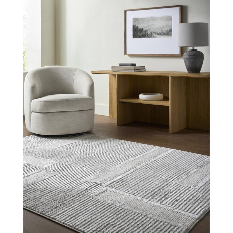 Livabliss Wolly Modern Area Rug - Grey/Ivory - 5'3" x 7'