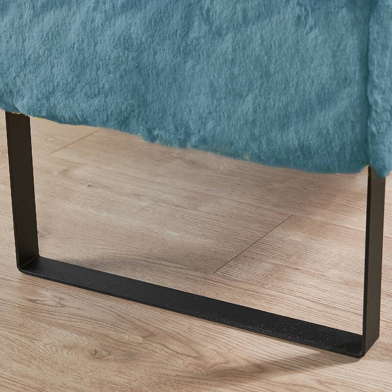 Heavy FauxFur Storage Ottoman with 2 Pillow Set