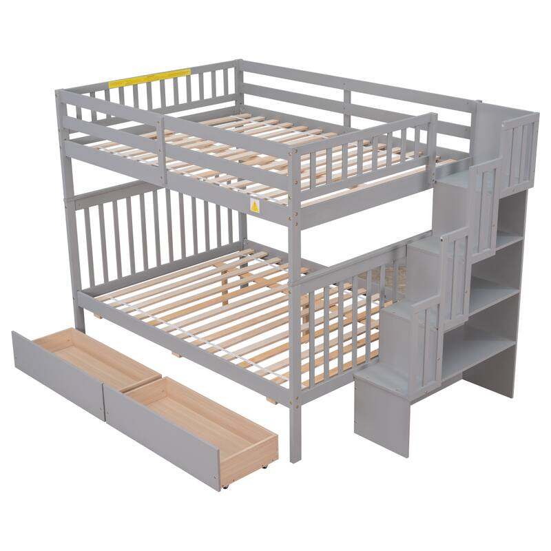 Bunk Bed with 2 Drawers and Staircases
