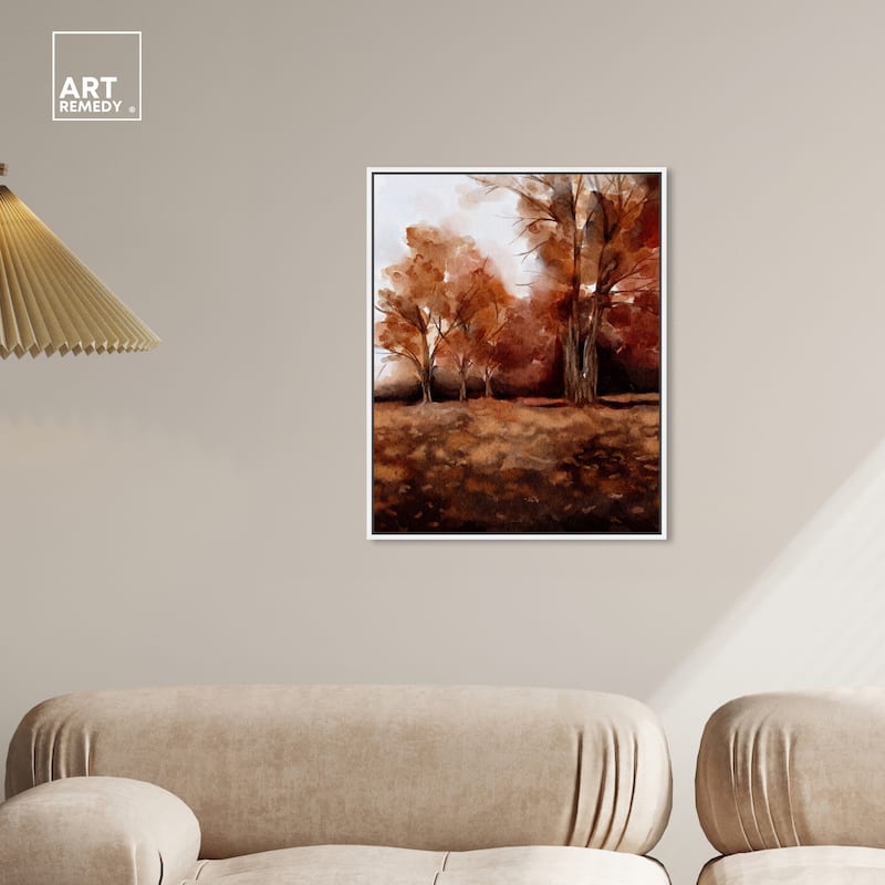 Art Remedy November Landscape Framed Landscape 1 Piece Canvas Wall Art Watercolor Style