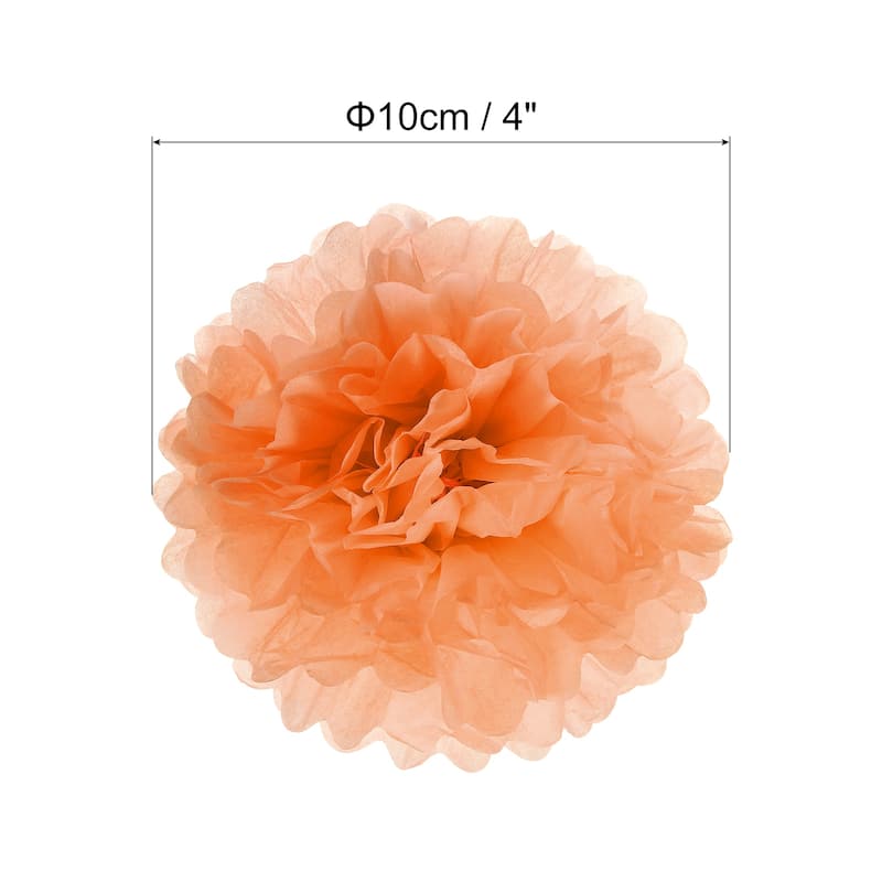 10Pcs 4" Tissue Pom Poms Paper Flowers Ball Party Wedding Decor - 4 inch - Orange