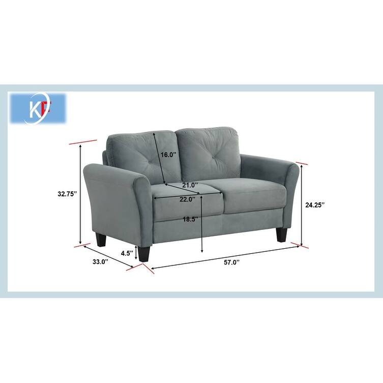Velvet 2-Seater Sectional Sofa with Detachable Cushions