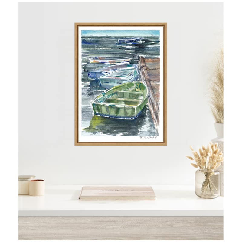 Kate and Laurel Sylvie Mary Ann Welch Boats Framed Canvas by Patricia Shaw