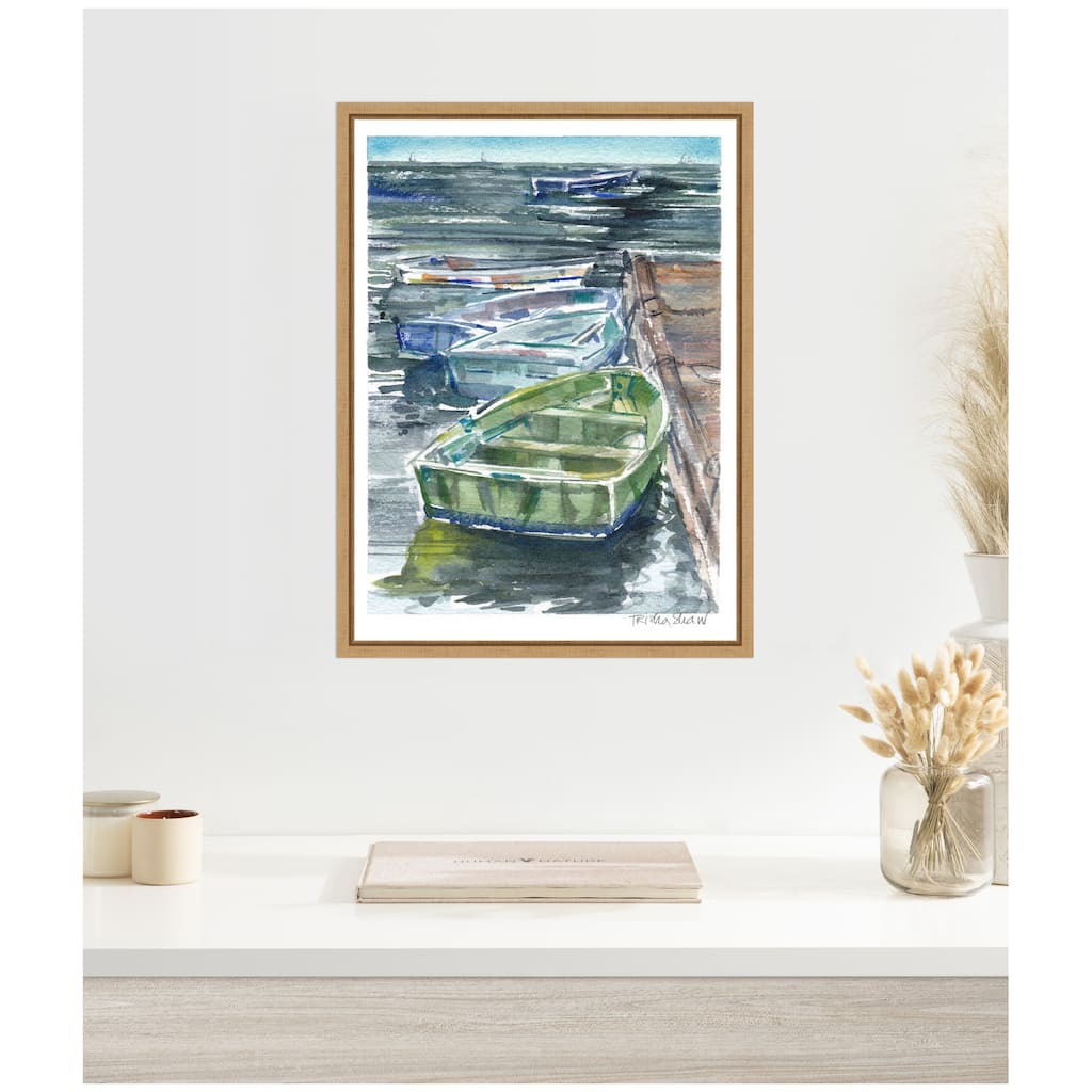 Kate and Laurel Sylvie Mary Ann Welch Boats Framed Canvas by Patricia Shaw