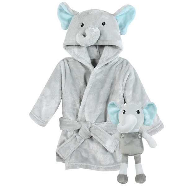 slide 1 of 1, Hudson Baby Unisex Baby Plush Bathrobe and Toy Set, Dreamy Elephant, One Size - Dreamy Elephant - One Size One Size - Dreamy Elephant