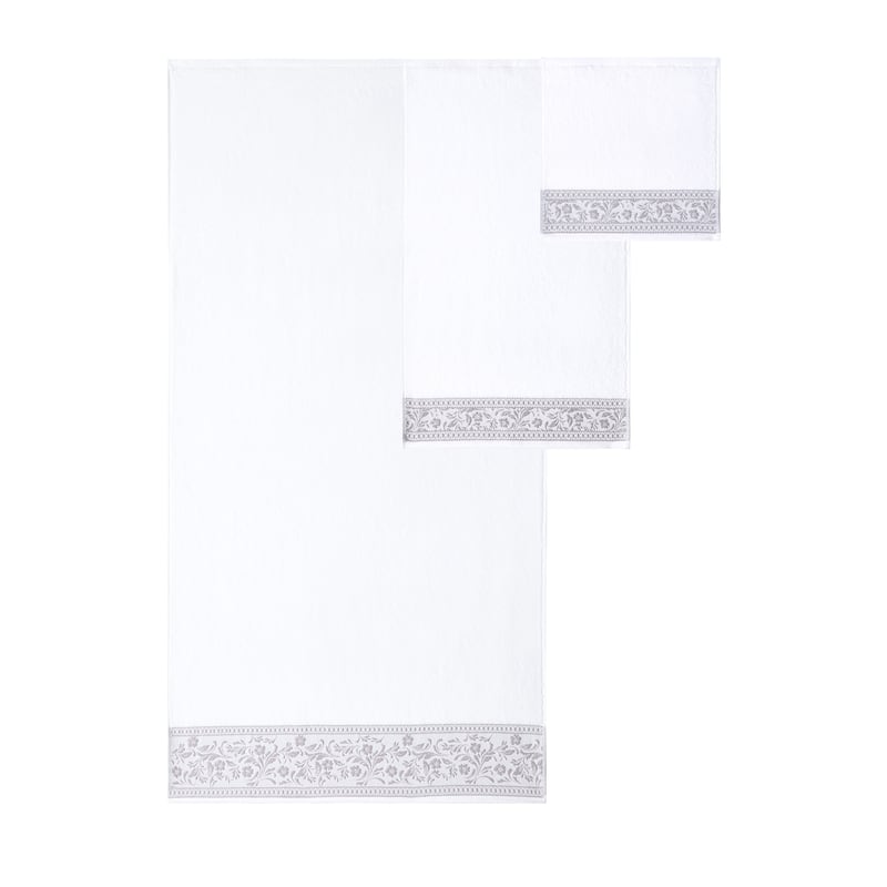 Modern Threads 6-Piece Jacquard Border Towel Set Allie - 100% Cotton, Bath, Hand & Washcloths - Elegant Floral Border