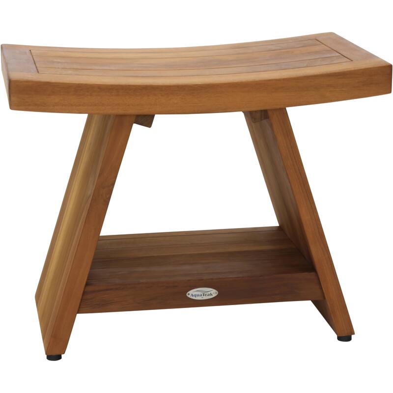 The Original Asia Teak Shower Bench - 24" Wide with Shelf - Teak Oil