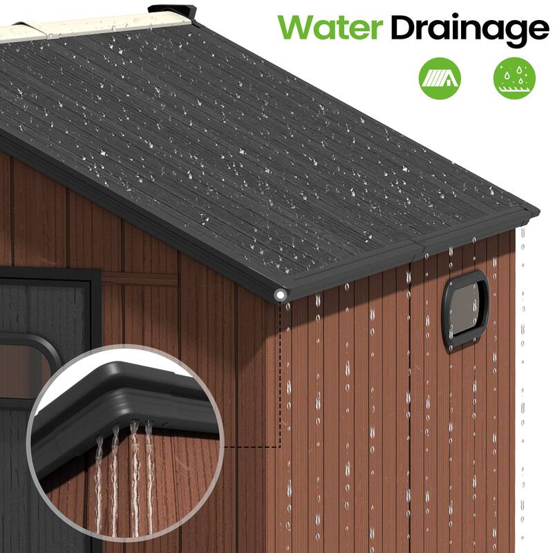 8X10 FT All-Weather Waterproof Plastc Outdoor Resin Storage Shed Windows Lockable Door with Floor for Patio Furniture and Tools