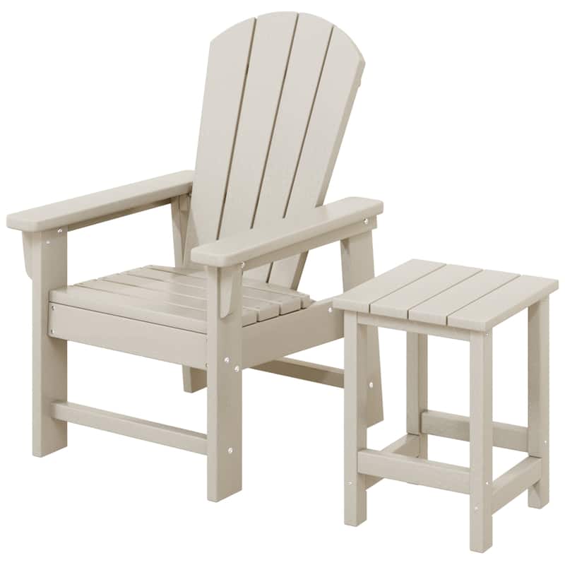 Laguna Kids Outdoor Poly Adirondack Chair With Side Table 2-Piece Set - Sand