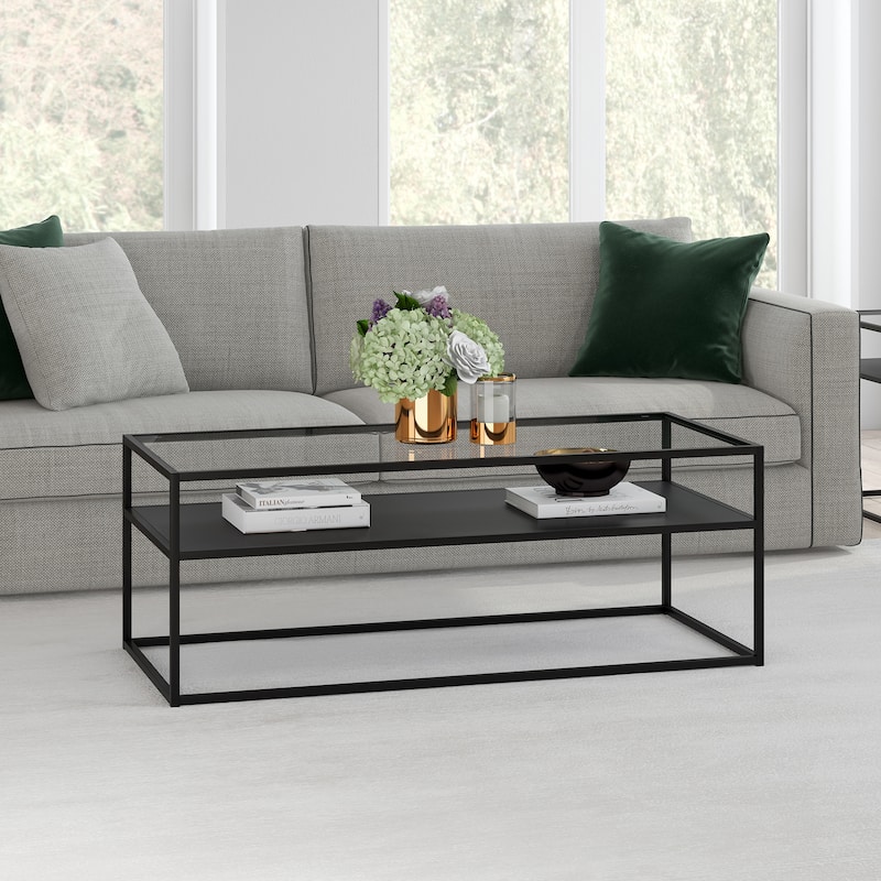 Ada Rectangular Coffee Table - 46" Wide - Blackened Bronze