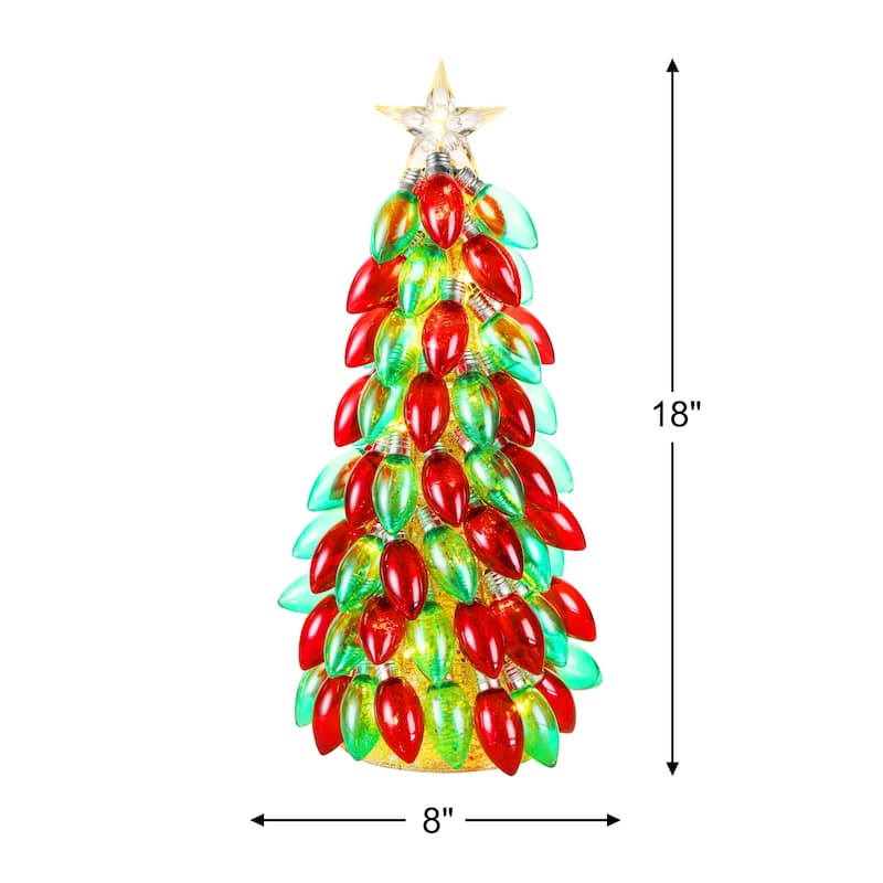 18 in. Retro C9 Bulb Tree - Red & Green