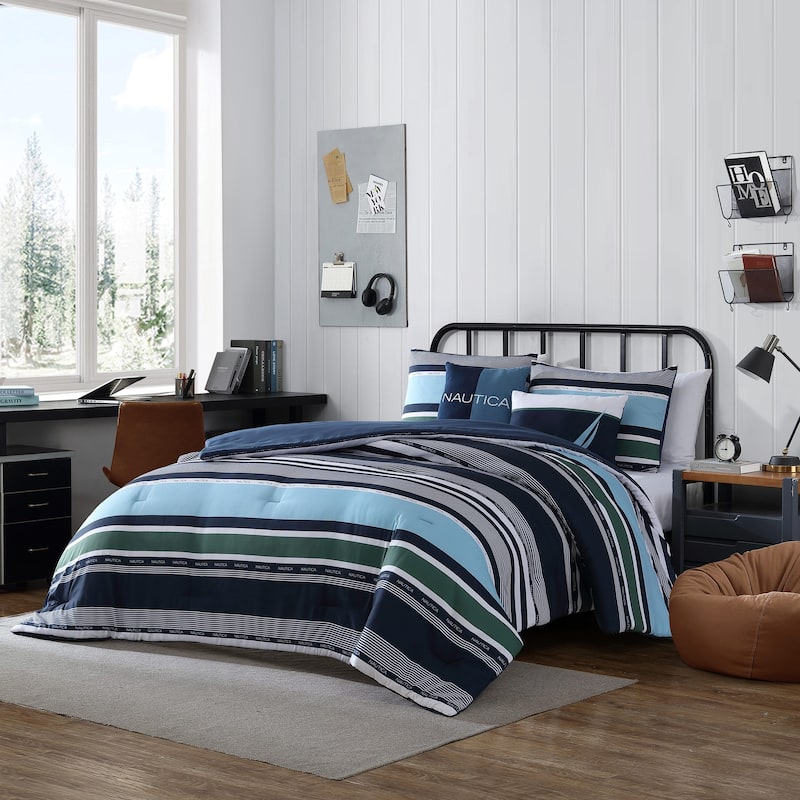 Nautica Elliot Reversible Navy Comforter Bonus Set