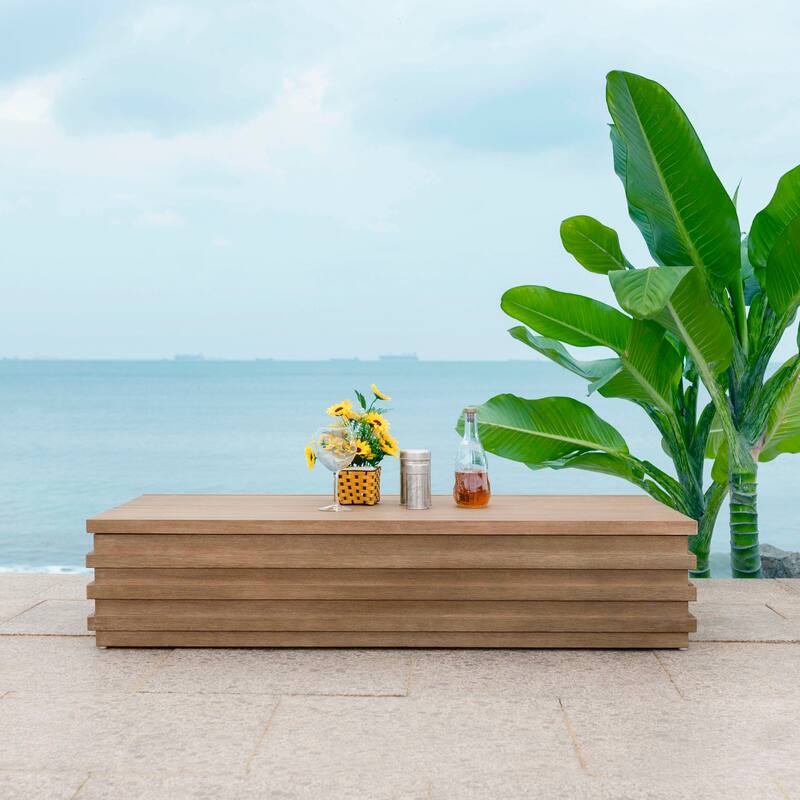 SAFAVIEH Couture Tortuga Eucalyptus Patio Coffee Table - 50"W x 26"D x 11"H