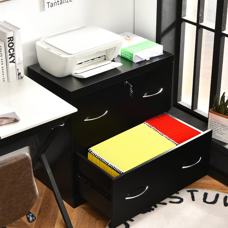 Costway 2-Drawer File Cabinet w/Lock, Hinging Bar Letter & Legal Size - See Details