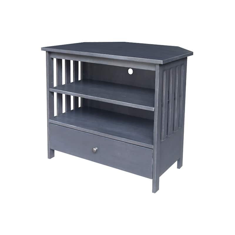Solid Hardwood Mission Corner TV Stand - Antiqued Heather Gray