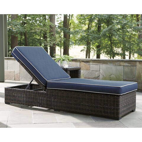 Grasson Lane Brown/Blue Chaise Lounge - N/A