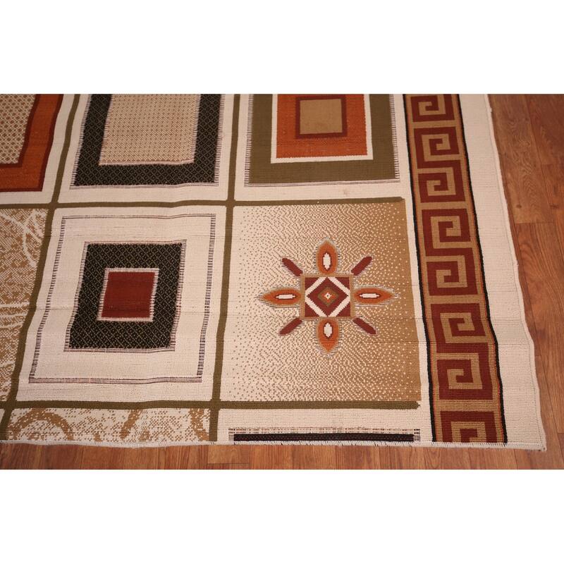 Contemporary Geometric Kashan Turkish Rug Machine Made Floral Carpet - 9'9" x 12'4"