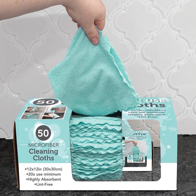 All-Purpose Spa Green Microfiber Towel Box (Set of 50)
