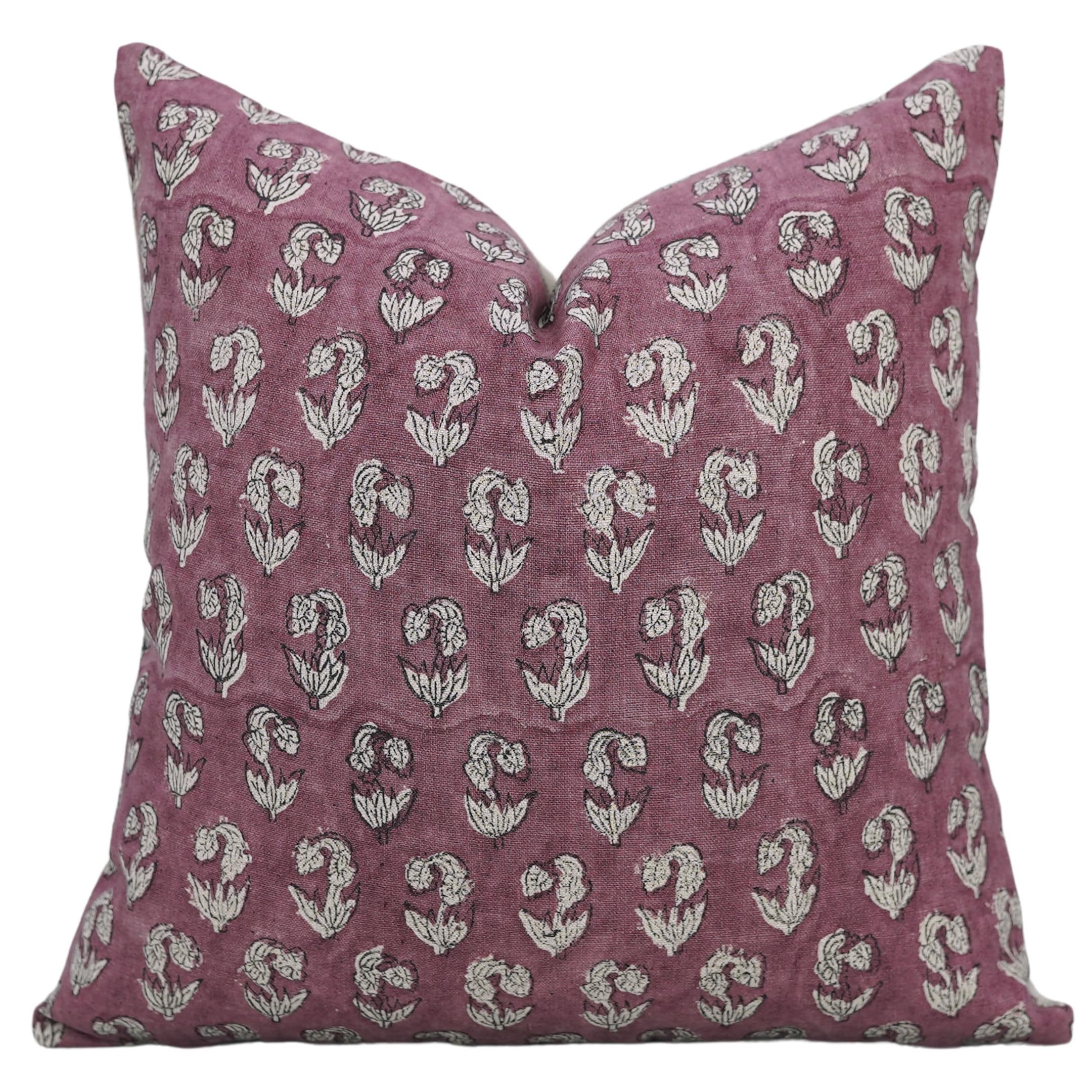 Fabdivine Soft Linen Block Print Cushion Cover Pink Farmhouse Fall Decor Accent, Superstar