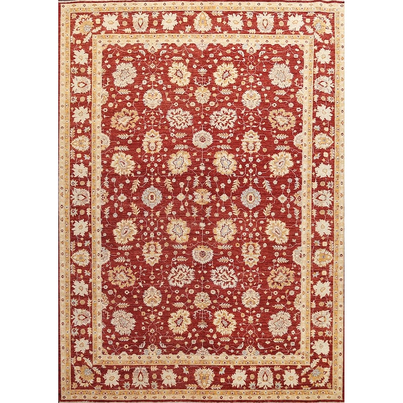 Vegetable Dye Floral Chobi Peshawar Area Rug Hand-knotted Wool Carpet - 9'1" x 12'0"